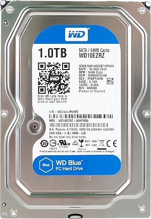 HDD SATA-III WD Caviar Blue, WD10EZRZ, 1ТБ, 3.5&quot;, 5400об/мин, 64Мб, Жесткий диск