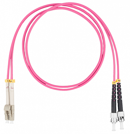 Шнур оптический коммутационный (патч-корд), LC-ST, дуплекс (duplex) OM4, нг(А)-HF, маджента, 3,0 м